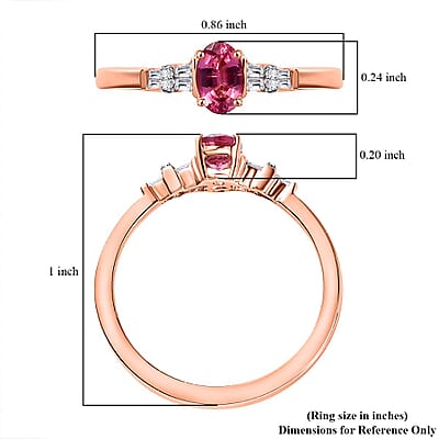 AAA Mahenge Spinel and G-H I2 Diamond 0.60 ctw Modern Glamour Ring in 10K Rose Gold (Size 7.0)