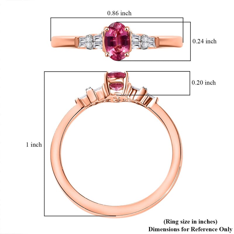 AAA Mahenge Spinel and G-H I2 Diamond 0.60 ctw Modern Glamour Ring in 10K Rose Gold (Size 7.0)