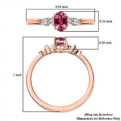 AAA Mahenge Spinel and G-H I2 Diamond 0.60 ctw Modern Glamour Ring in 10K Rose Gold (Size 9.0)