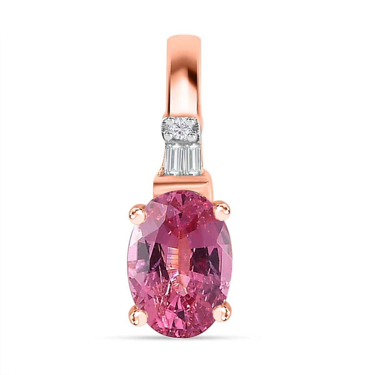 10K Rose Gold AAA Mahenge Spinel and Diamond G-H I2 Modern Glamour Pendant 0.60 ctw image number 0