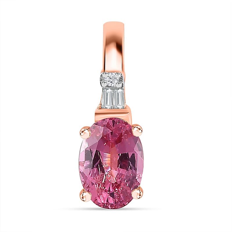 10K Rose Gold AAA Mahenge Spinel and Diamond G-H I2 Modern Glamour Pendant without Chain 0.60 ctw