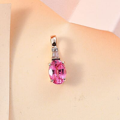 10K Rose Gold AAA Mahenge Spinel and Diamond G-H I2 Modern Glamour Pendant without Chain 0.60 ctw