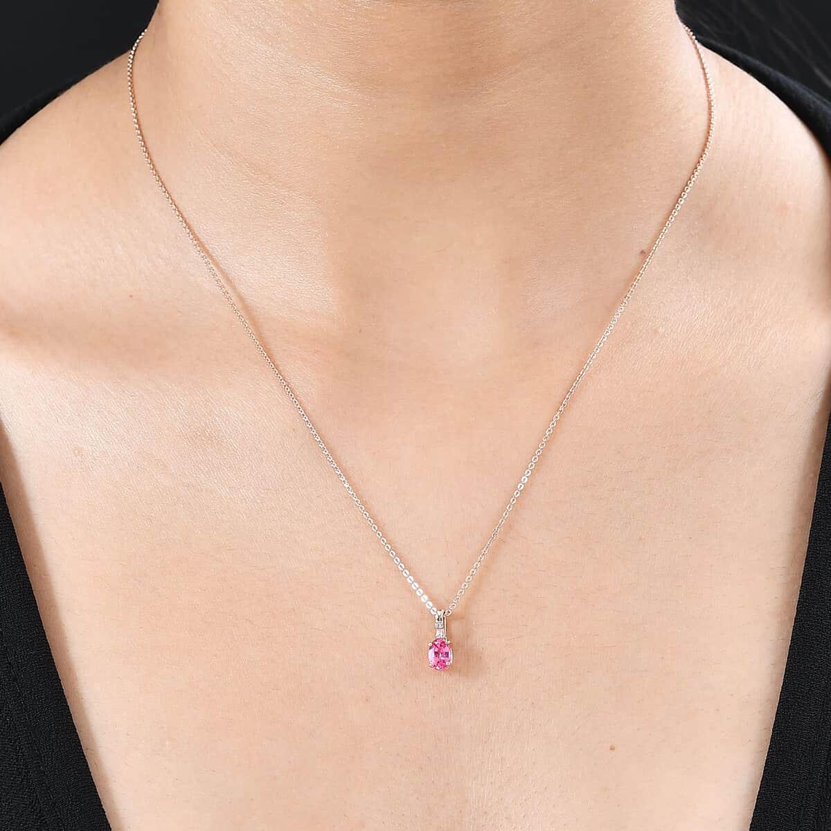 10K Rose Gold AAA Mahenge Spinel and Diamond G-H I2 Modern Glamour Pendant 0.60 ctw image number 2