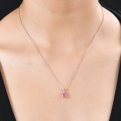 10K Rose Gold AAA Mahenge Spinel and Diamond G-H I2 Modern Glamour Pendant without Chain 0.60 ctw