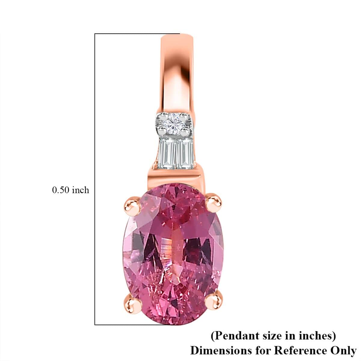 10K Rose Gold AAA Mahenge Spinel and Diamond G-H I2 Modern Glamour Pendant 0.60 ctw image number 5