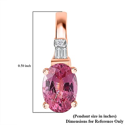 10K Rose Gold AAA Mahenge Spinel and Diamond G-H I2 Modern Glamour Pendant without Chain 0.60 ctw
