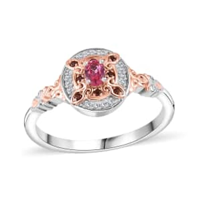 Premium Mahenge Spinel, Brown and White Zircon Timeless Elegance Ring in 18K Vermeil Rose Gold Over Sterling Silver (Size 10.0) 0.30 ctw