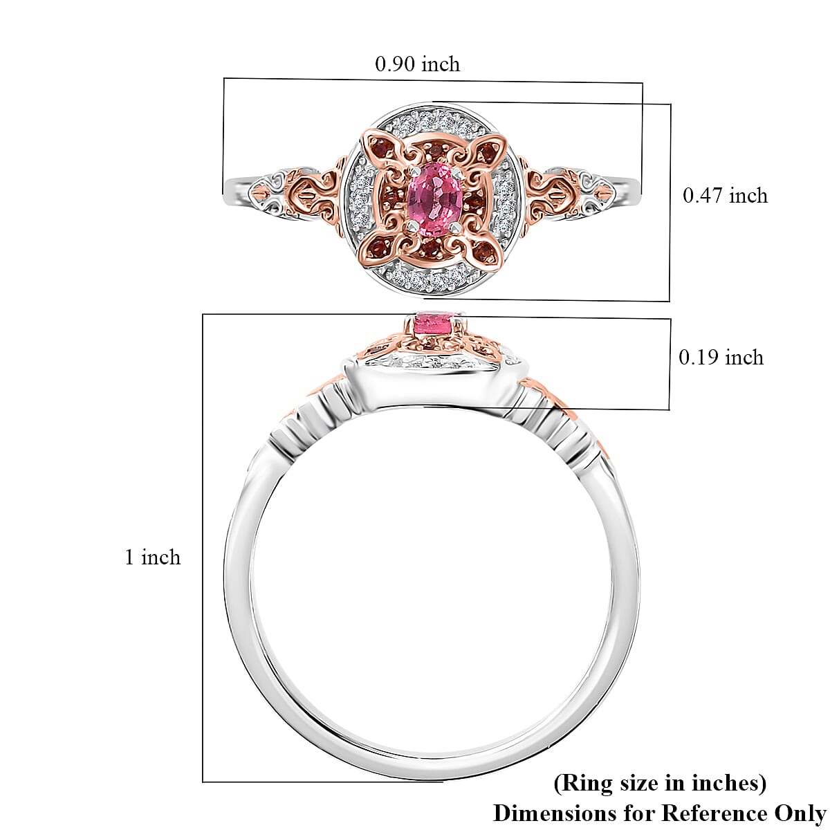 Premium Mahenge Spinel, Brown and White Zircon Timeless Elegance Ring in 18K Vermeil Rose Gold Over Sterling Silver (Size 10.0) 0.30 ctw