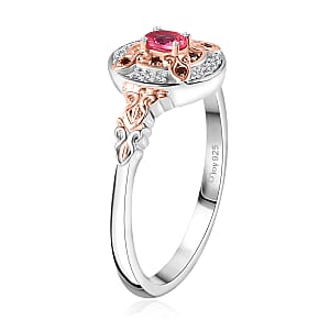 D'Joy Premium Mahenge Spinel, Brown and White Zircon Timeless Elegance Ring in 18K Vermeil Rose Gold Over Sterling Silver (Size 7.0) 0.30 ctw
