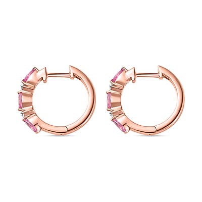 Premium Mahenge Spinel and Moissanite Modern Glamour Hoop Earrings in 18K Vermeil Rose Gold Over Sterling Silver 0.60 ctw