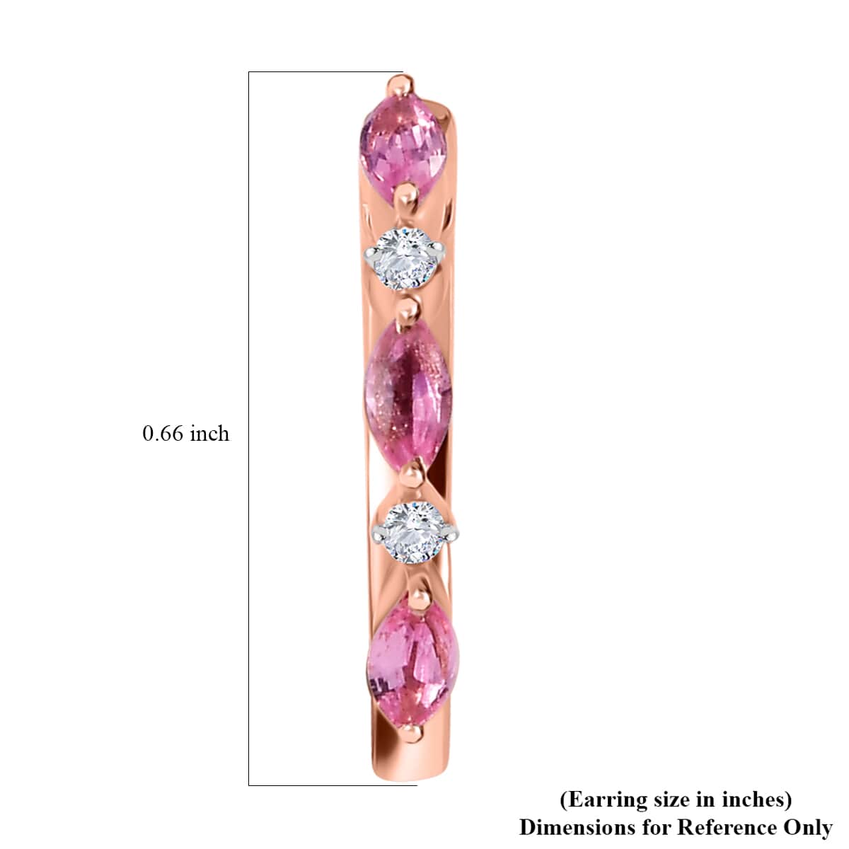 Premium Mahenge Spinel and Moissanite Modern Glamour Hoop Earrings in 18K Vermeil Rose Gold Over Sterling Silver 0.60 ctw image number 4