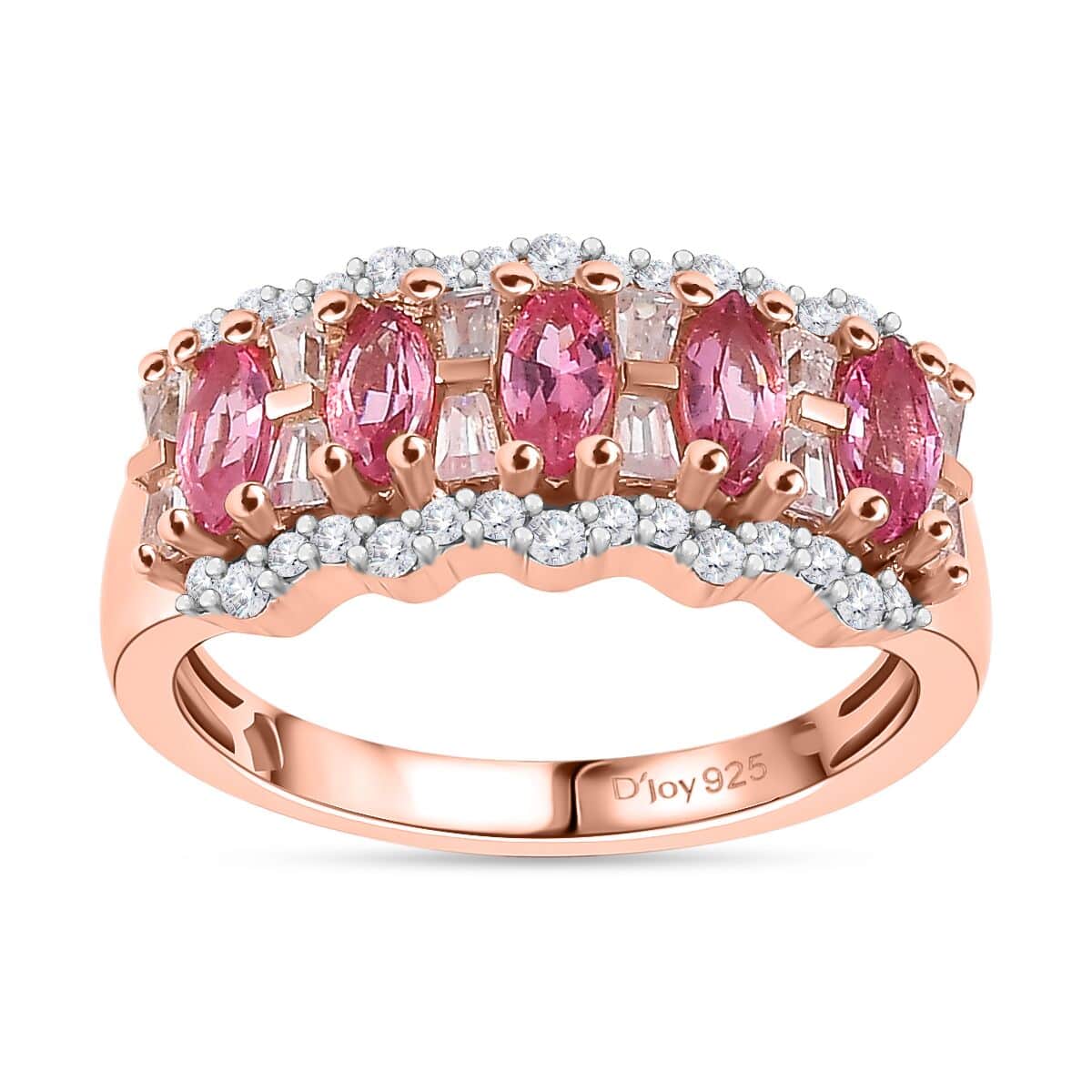 Premium Mahenge Spinel and White Zircon Ring in 18K Vermeil Rose Gold Over Sterling Silver 1.50 ctw image number 0