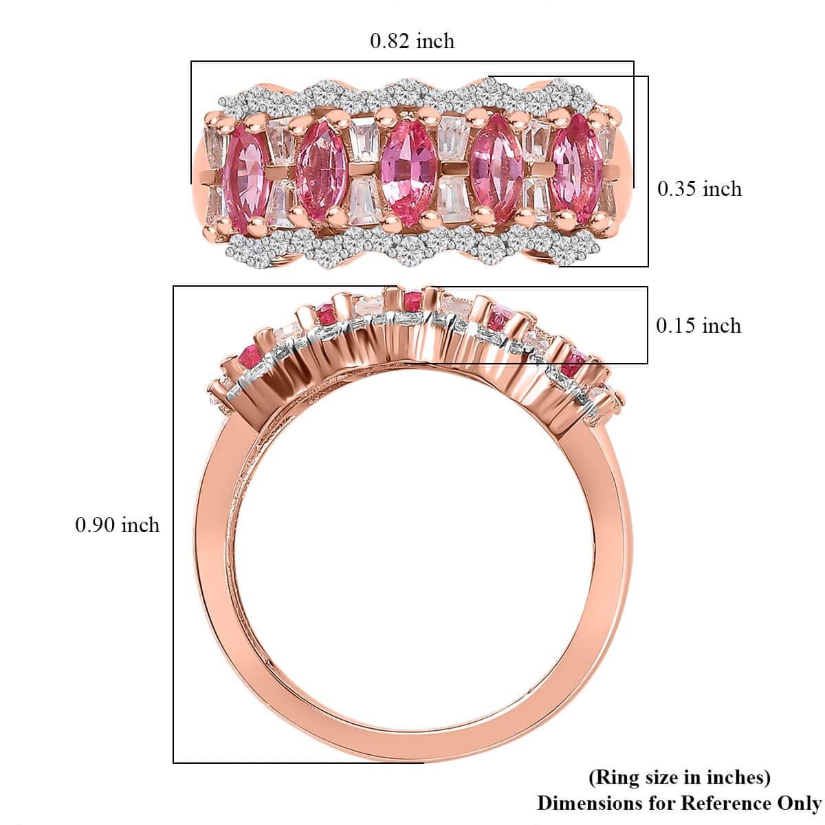 Premium Mahenge Spinel and White Zircon Ring in 18K Vermeil Rose Gold Over Sterling Silver 1.50 ctw image number 5