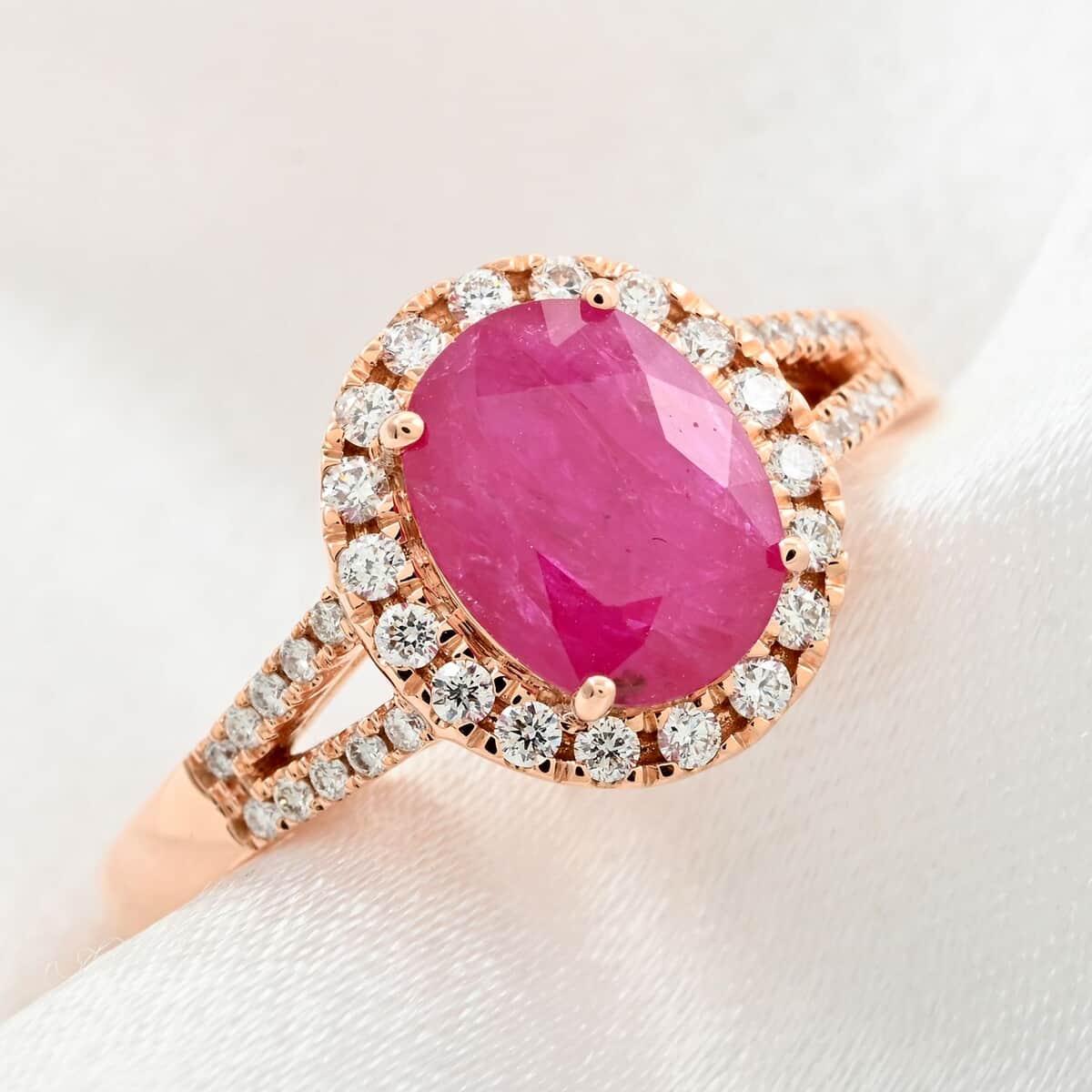 Iliana 18K Rose Gold AAA Montepuez Ruby and SI Diamond Ring 5.07 Grams 2.35 ctw image number 1