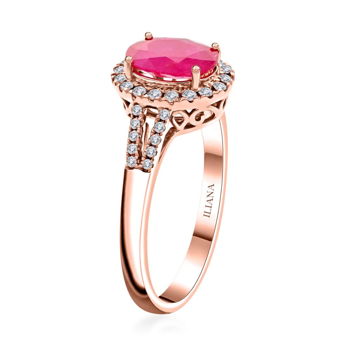 Iliana 18K Rose Gold AAA Montepuez Ruby and SI Diamond Ring (Size 10.0) 5.07 Grams 2.35 ctw image number 3