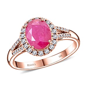 Iliana AAA Royal Ruby and SI Diamond 2.35 ctw Ring in 18K Rose Gold (Size 6.0) 5.07 Grams