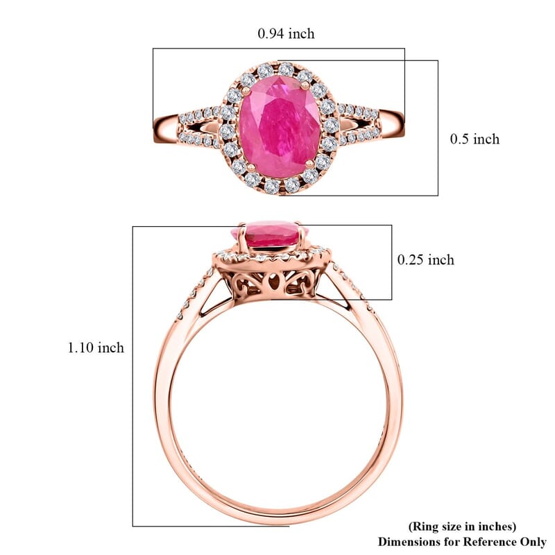 Iliana AAA Royal Ruby and SI Diamond 2.35 ctw Ring in 18K Rose Gold (Size 6.0) 5.07 Grams