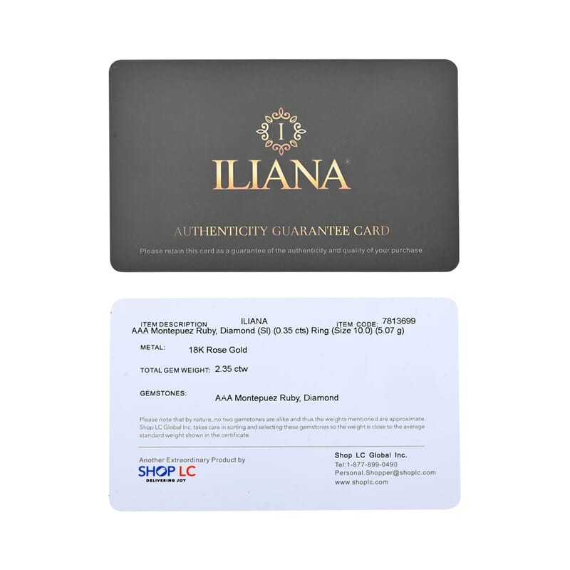 Iliana AAA Royal Ruby and SI Diamond 2.35 ctw Ring in 18K Rose Gold (Size 6.0) 5.07 Grams