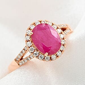 Iliana AAA Royal Ruby and SI Diamond 2.35 ctw Ring in 18K Rose Gold (Size 9.0) 5.07 Grams