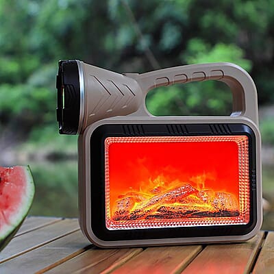 Closeout 3P Experts Outdoor Flashlight With Flame Simulator and 2400 mAh Powerbank