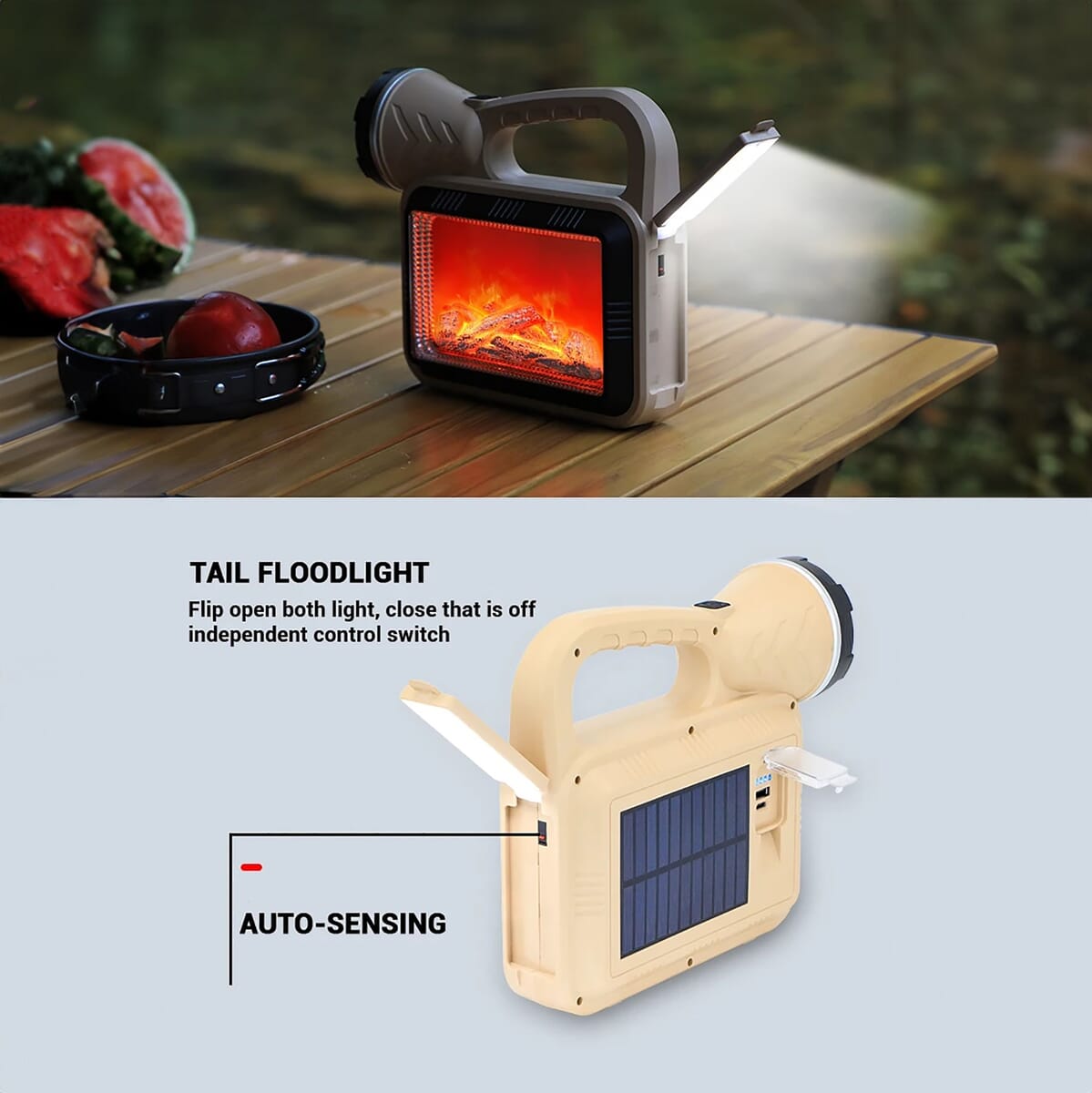 Closeout 3P Experts Outdoor Flashlight With Flame Simulator and 2400 mAh Powerbank image number 2