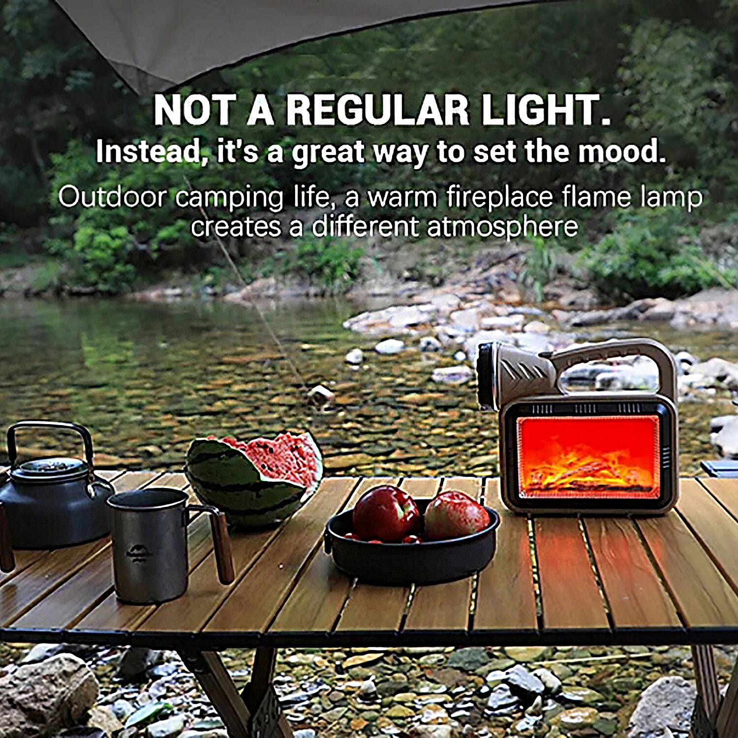 Closeout 3P Experts Outdoor Flashlight With Flame Simulator and 2400 mAh Powerbank