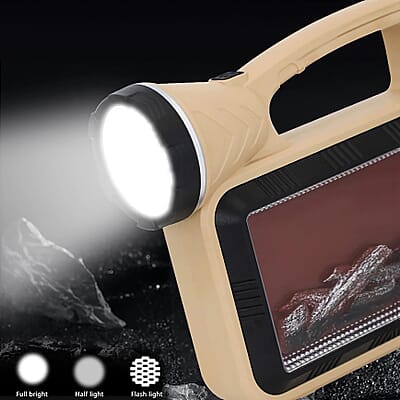 Closeout 3P Experts Outdoor Flashlight With Flame Simulator and 2400 mAh Powerbank