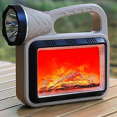 Closeout 3P Experts Outdoor Flashlight With Flame Simulator and 2400 mAh Powerbank