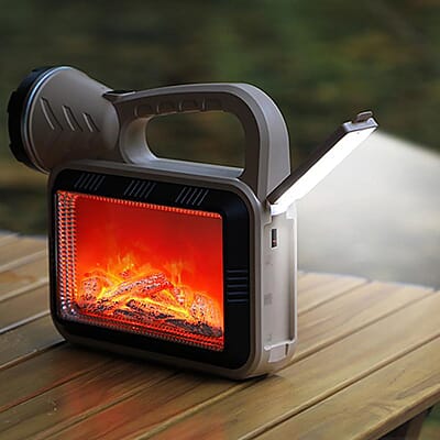 Closeout 3P Experts Outdoor Flashlight With Flame Simulator and 2400 mAh Powerbank