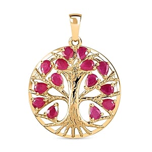 Montepuez Ruby 2.80 ctw Pendant in 18K Vermeil Yellow Gold Over Sterling Silver