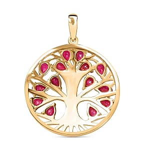 Montepuez Ruby 2.80 ctw Pendant in 18K Vermeil Yellow Gold Over Sterling Silver