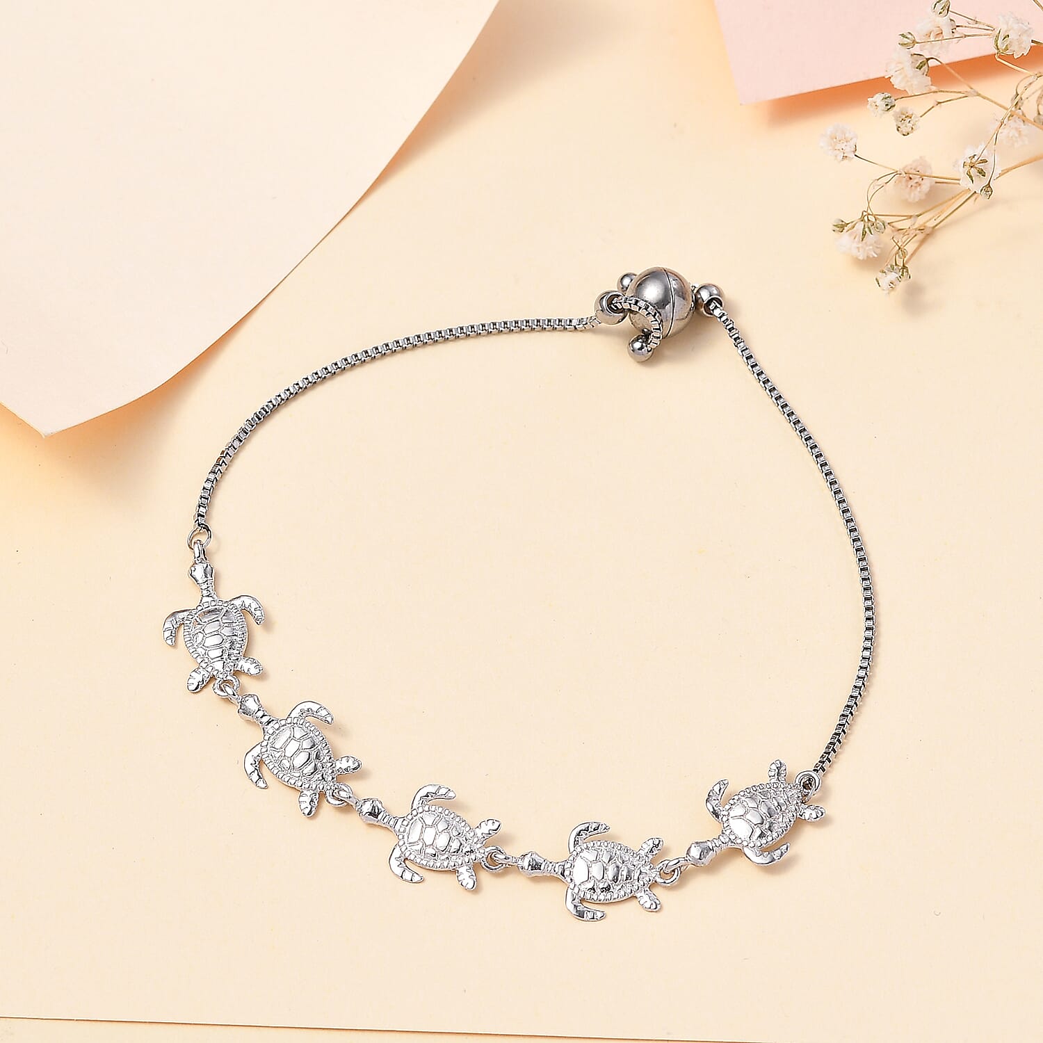 Turtle Bracelet in Platinum Bond & Stainless Steel (10.50 In)