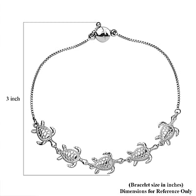 Turtle Bracelet in Platinum Bond & Stainless Steel (10.50 In)