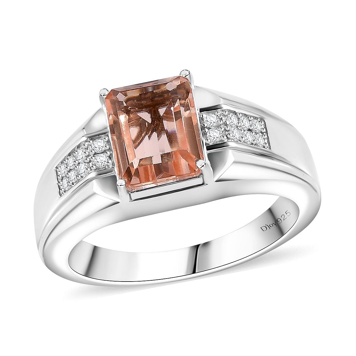 Morganique Quartz (Triplet) and White Zircon Men's Ring in Rhodium Over Sterling Silver (Size 12.0) 4.00 ctw image number 0