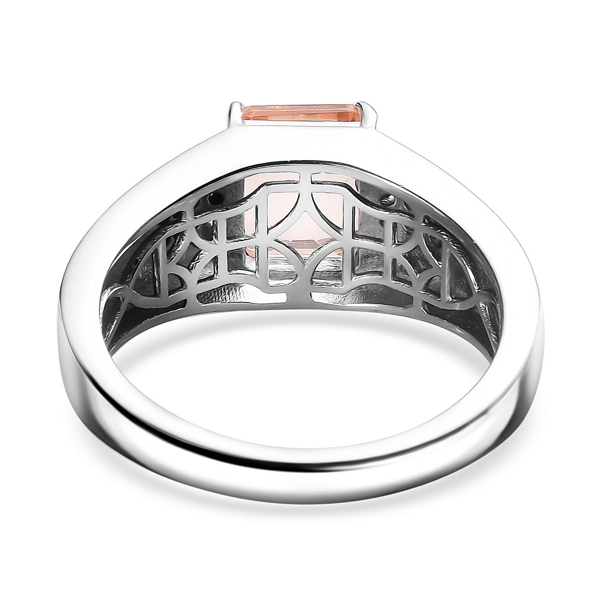 Morganique Quartz (Triplet) and White Zircon Men's Ring in Rhodium Over Sterling Silver (Size 9.0) 4.00 ctw image number 3