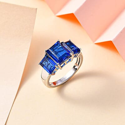 Ceylon Color Quartz 5.40 ctw Ring in Rhodium Over Sterling Silver (Size 8.0)