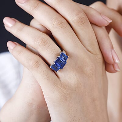Ceylon Color Quartz 5.40 ctw Ring in Rhodium Over Sterling Silver (Size 8.0)
