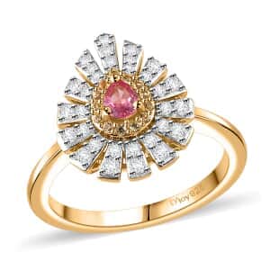 Premium Mahenge Spinel and Multi Gemstone Modern Glamour Ring in 18K Vermeil Yellow Gold Over Sterling Silver (Size 5.0) 0.65 ctw