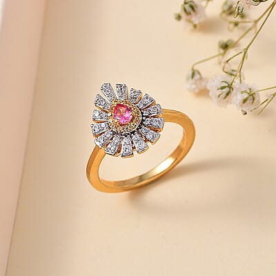 Premium Mahenge Spinel and Multi Gemstone Modern Glamour Ring in 18K Vermeil Yellow Gold Over Sterling Silver (Size 5.0) 0.65 ctw