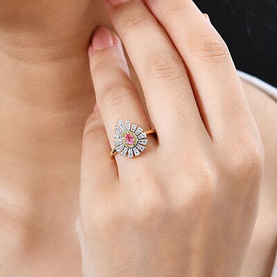 Premium Mahenge Spinel and Multi Gemstone Modern Glamour Ring in 18K Vermeil Yellow Gold Over Sterling Silver (Size 5.0) 0.65 ctw