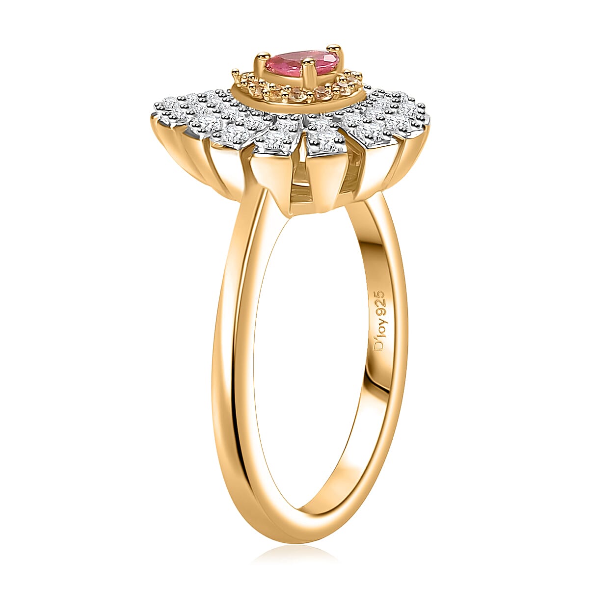 Premium Mahenge Spinel and Multi Gemstone Modern Glamour Ring in 18K Vermeil Yellow Gold Over Sterling Silver (Size 5.0) 0.65 ctw