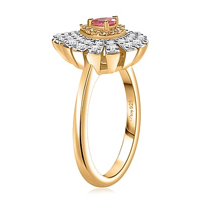Premium Mahenge Spinel and Multi Gemstone Modern Glamour Ring in 18K Vermeil Yellow Gold Over Sterling Silver (Size 5.0) 0.65 ctw