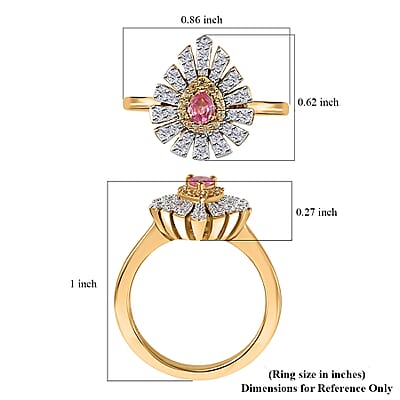 Premium Mahenge Spinel and Multi Gemstone Modern Glamour Ring in 18K Vermeil Yellow Gold Over Sterling Silver (Size 5.0) 0.65 ctw