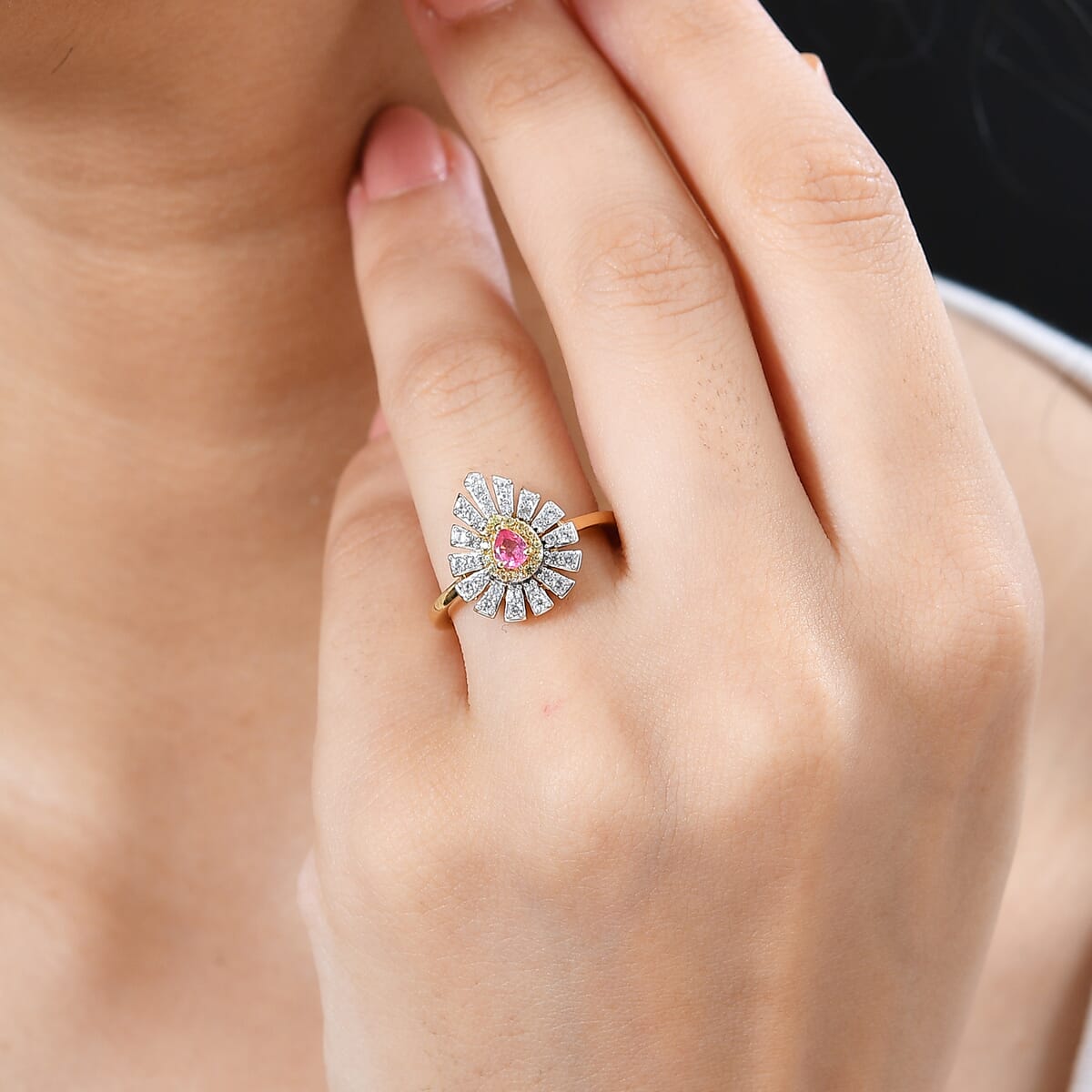 Premium Mahenge Spinel and Multi Gemstone Modern Glamour Ring in 18K Vermeil Yellow Gold Over Sterling Silver (Size 7.0) 0.65 ctw image number 2