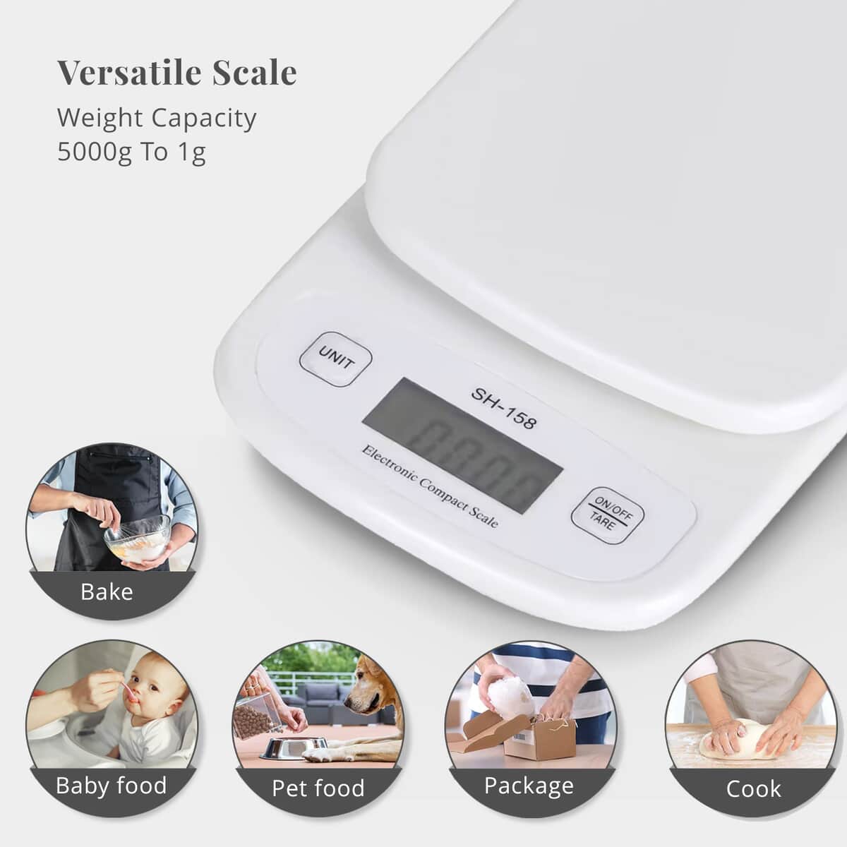 White Electronic Compact Scale (2xAAA Not Included) (5000g to 1g) image number 3