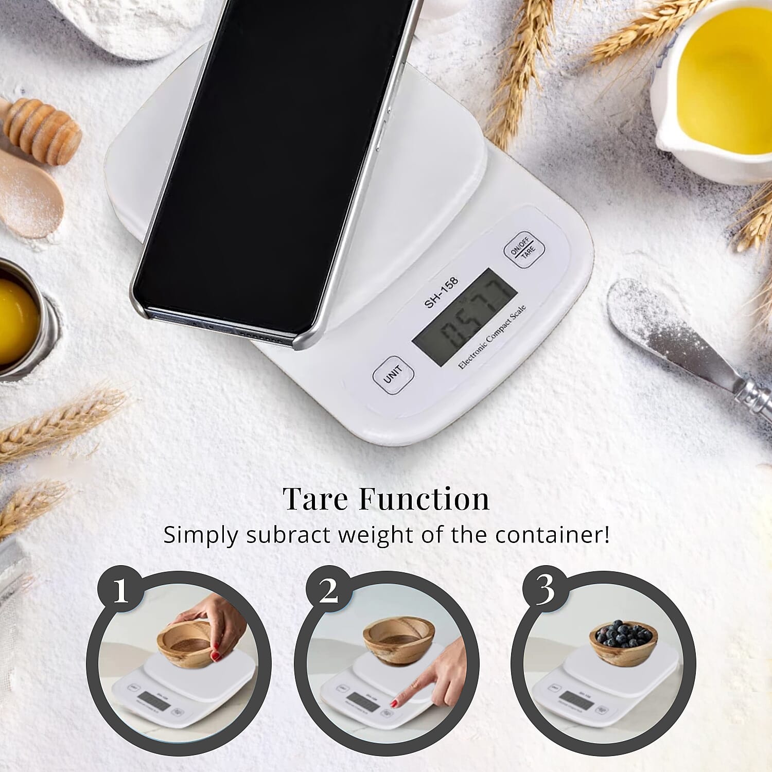 White Electronic Compact Scale (2xAAA Not Included) (5000g to 1g)