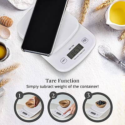 White Electronic Compact Scale (2xAAA Not Included) (5000g to 1g)