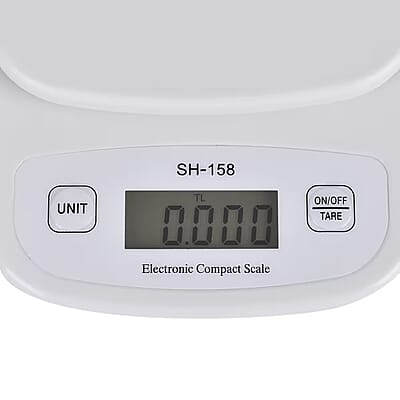 White Electronic Compact Scale (2xAAA Not Included) (5000g to 1g)