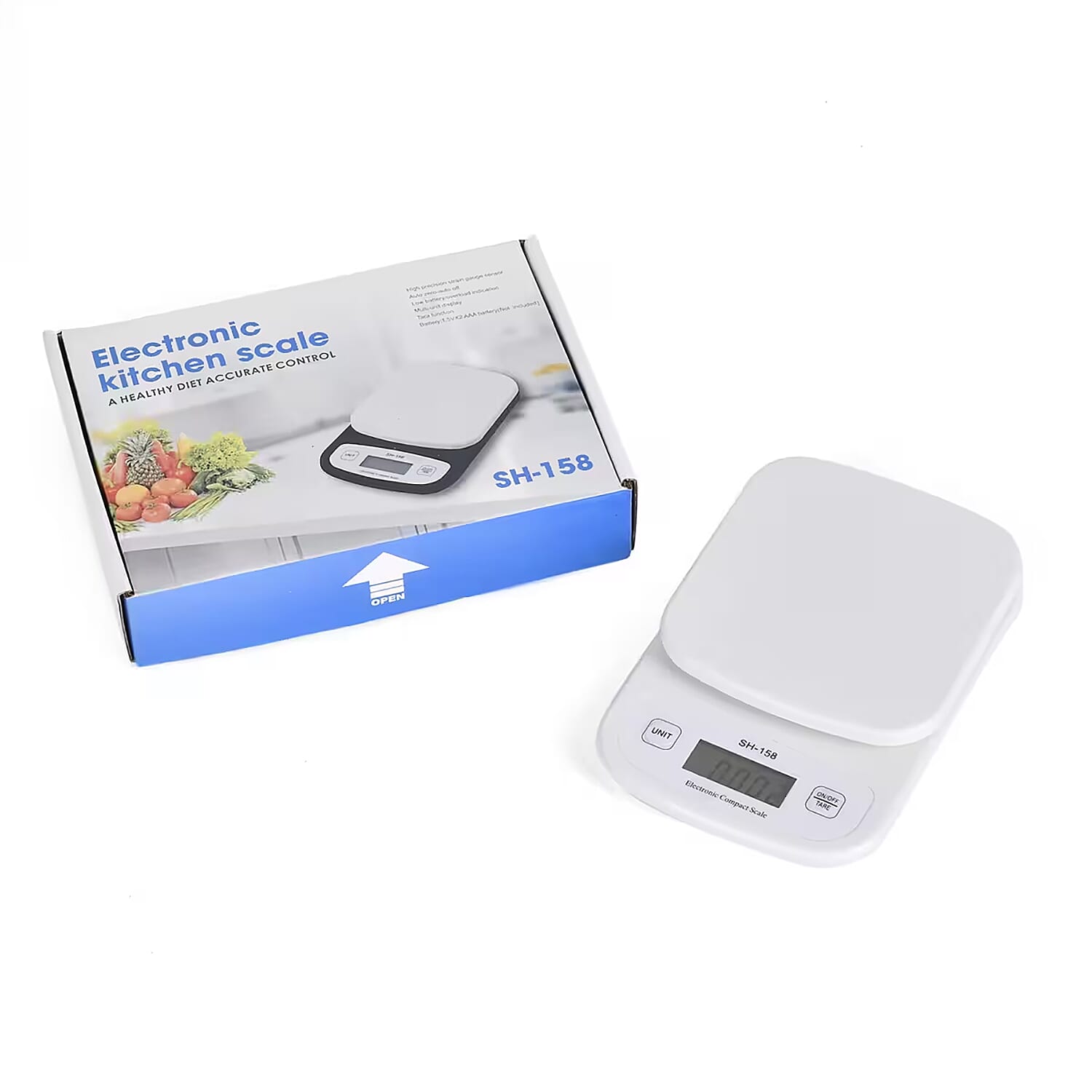 White Electronic Compact Scale (2xAAA Not Included) (5000g to 1g)