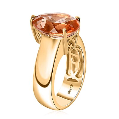Morganique Quartz (Triplet) Wide Shank Solitaire Ring in 18K Vermeil Yellow Gold Over Sterling Silver (Size 10.0) 5.35 ctw